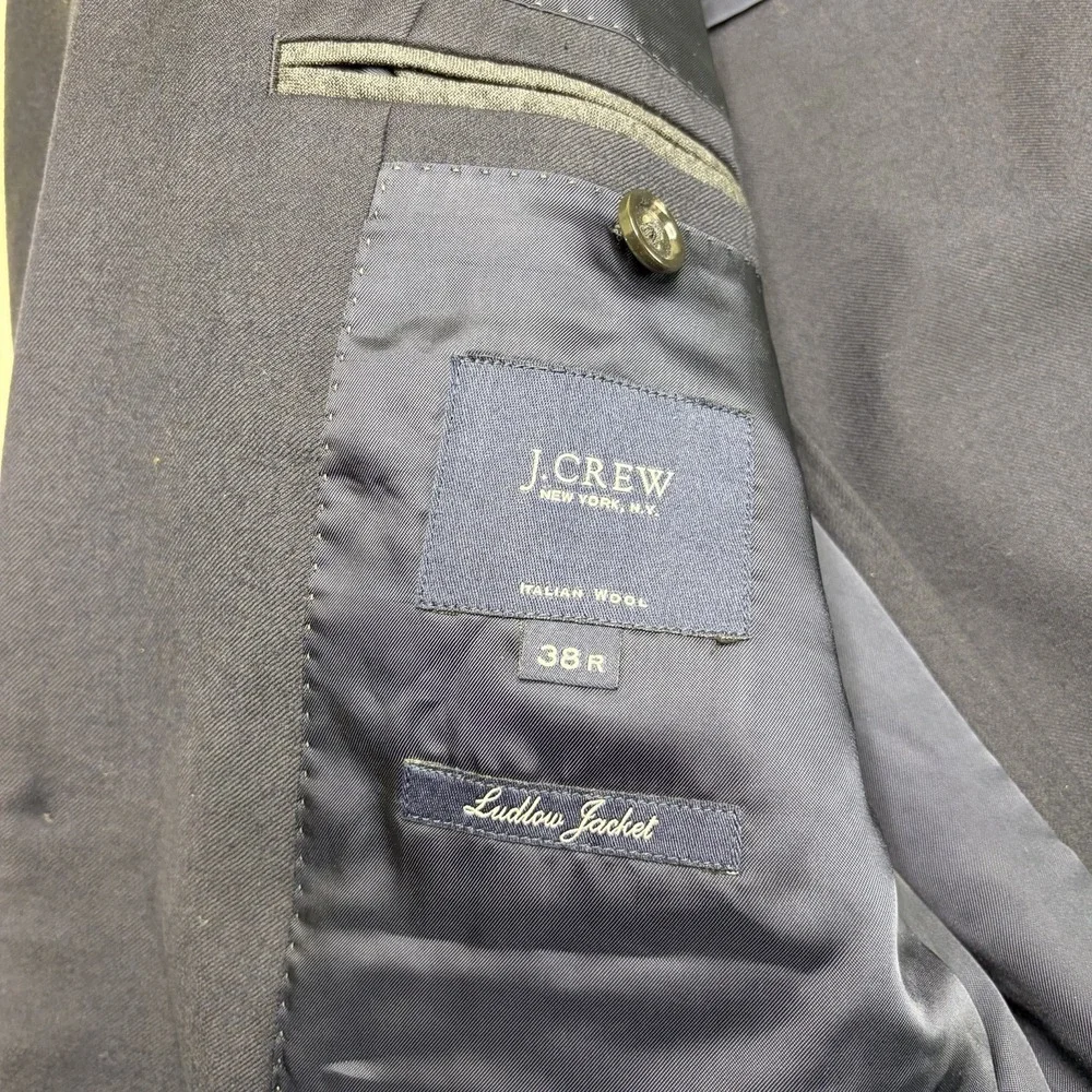J. Crew Ludlow Jacket Loro Piana Flannel Wool Blazer Men 38R Navy